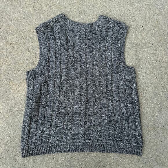 Vintage 90s Alfred Dunner Heather Dark Gray Knit Sweater Vest 2X Made in USA - Picture 5 of 7